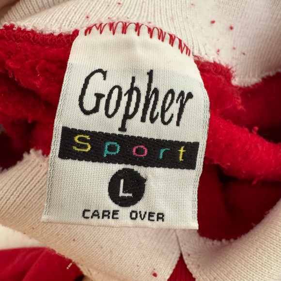 Vintage 1990s Red Gopher Sport Collared Ohio Christmas Sweatshirt Size Large - Picture 7 of 7